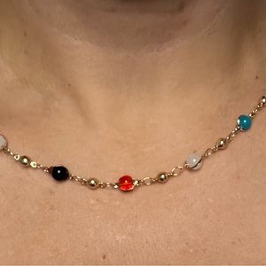 Gold beaded necklace and earrings set